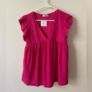 Entro hot pink eyelet blouse